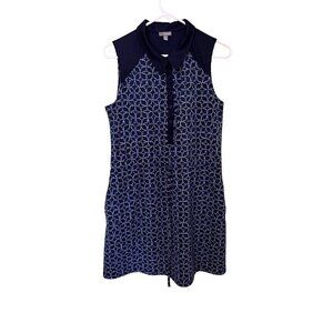 T ByTalbots  Button-Front Dress Size M Navy/ White Tennis Pickleball
